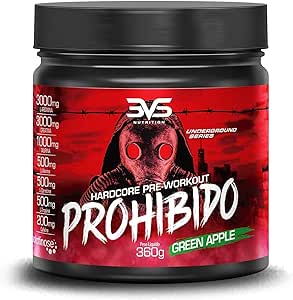 Pré Treino Prohibido Hardcore Pre-Workout, 3VS Nutrition - Suplemento energético - 2 gr de Beta Alanina - Para homens e mulheres - Estimulante para treino - Energia e foco - Explosão de força em seus músculos!