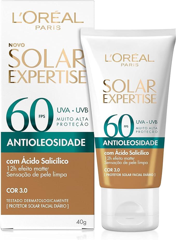 Protetor Solar Facial L'Oréal Paris Solar Expertise Antioleosidade Fps60 Cor 3.0 Média 40G