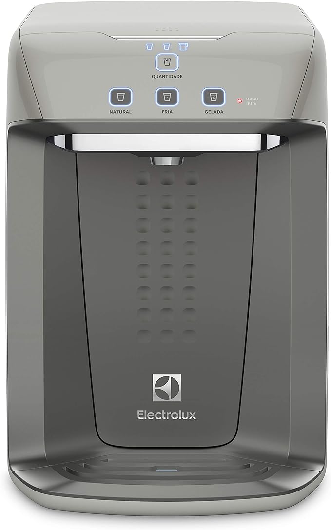 Purificador de Água Gelada Fria e Natural Elétrico Compacto Eletronico placa Electrolux Alerta troca de Filtro refil 12 meses ou 3000l Painel Touch Bivolt Prata PA26G