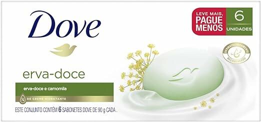 Sabonete em Barra para uma pele saudável DOVE Erva-doce com 1/4 de creme hidratante 90 g 6 Unidades