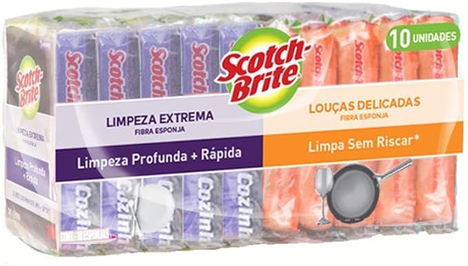 Scotch-Brite, 3M, Pack de Esponjas, Limpeza Extrema e Não Risca, Mista - 10 Unidades