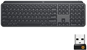 Teclado sem fio Logitech MX Keys com Iluminação Inteligente, USB Unifying ou Bluetooth para até 3 dispositivos, Recarregável