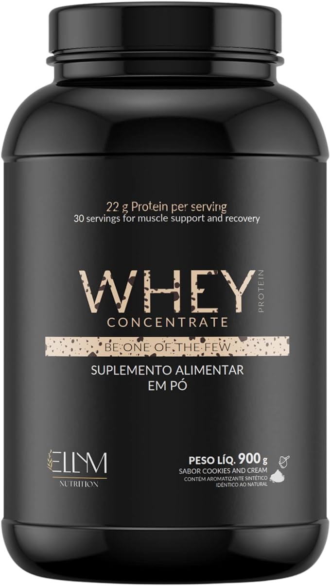 Whey Protein Concentrado 900g Sabor Cookies and Cream Ellym Nutrition