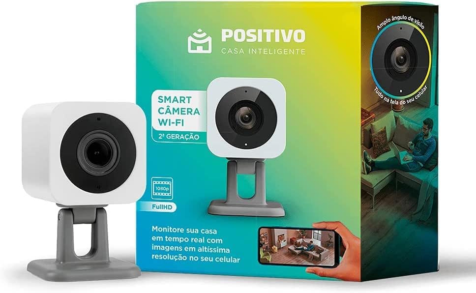 Smart Câmera Wi-fi Positivo Casa Inteligente, 1080p Full Hd, 20 Fps, Áudio Bidirecional, Detecção De Movimentos, Visão Noturna, Bivolt – Compatível Com Alexa