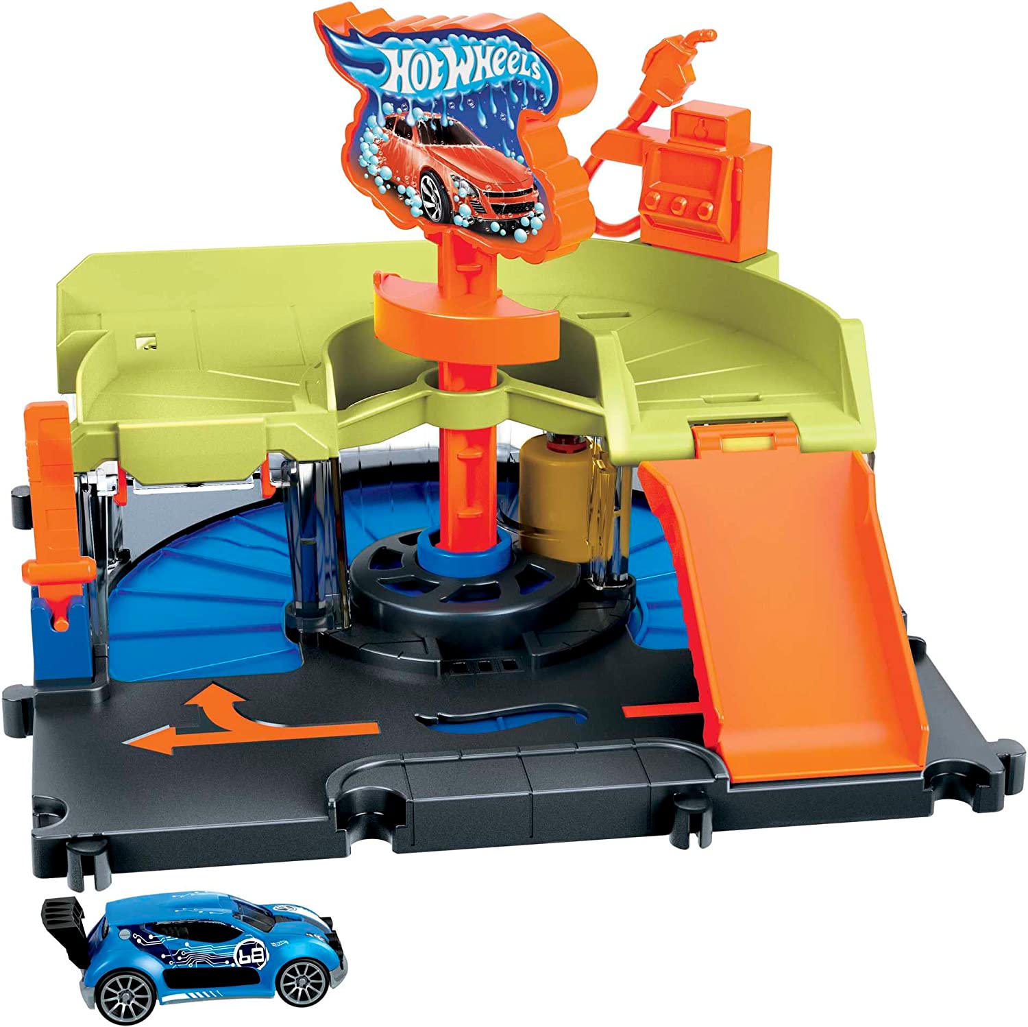 Hot Wheels Pista de Brinquedo Lava-Rápido da cidade, Multi