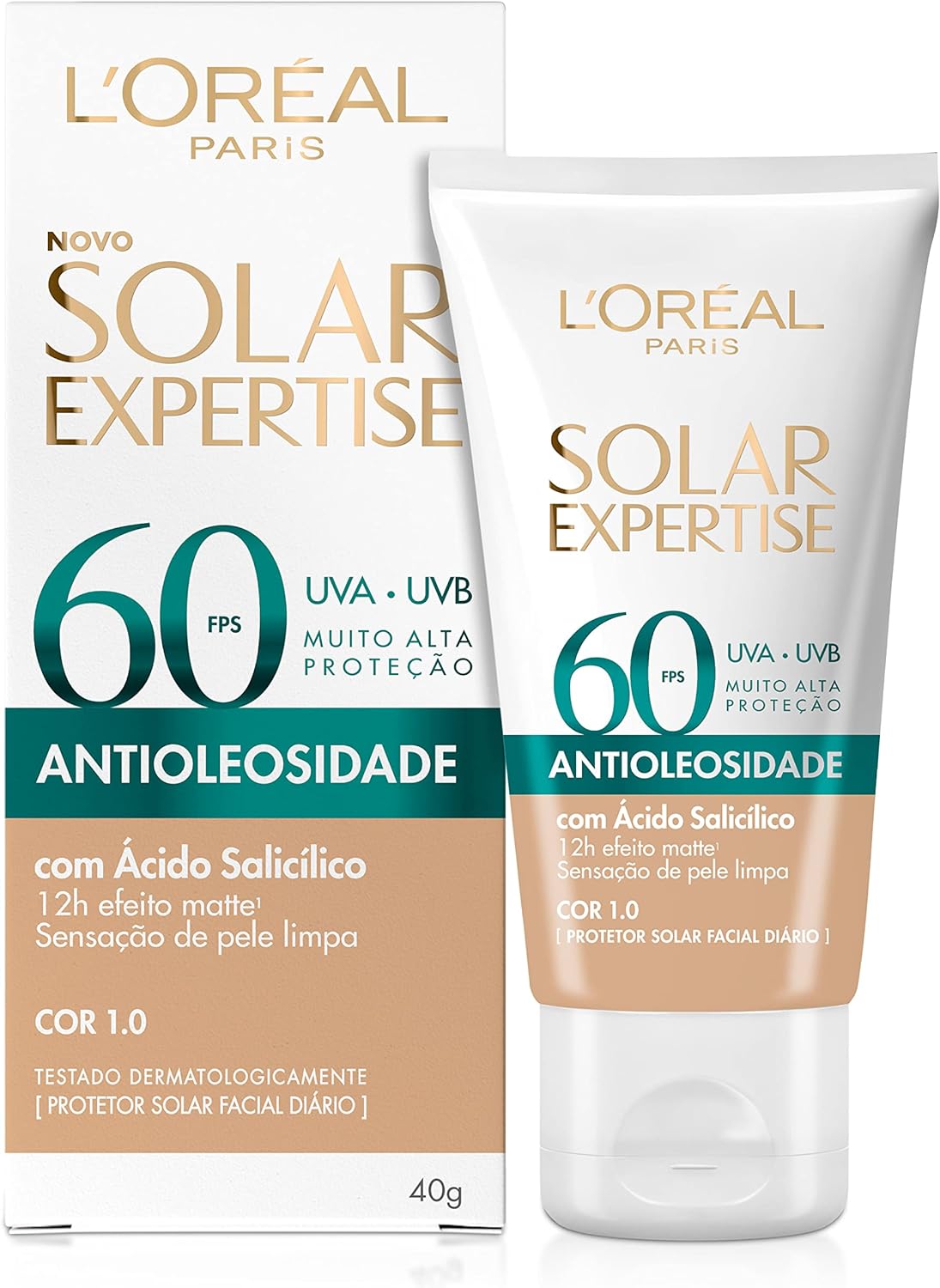 Protetor Solar Facial L'oréal Paris Solar Expertise Antioleosidade Fps60 Cor 1.0 Clara 40g