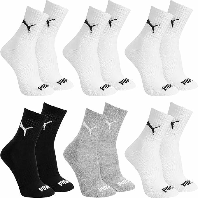 Kit 6 Pares Meia Puma Esportiva Cano Médio Algodão Atoalhada Everyday Adulto Feminino