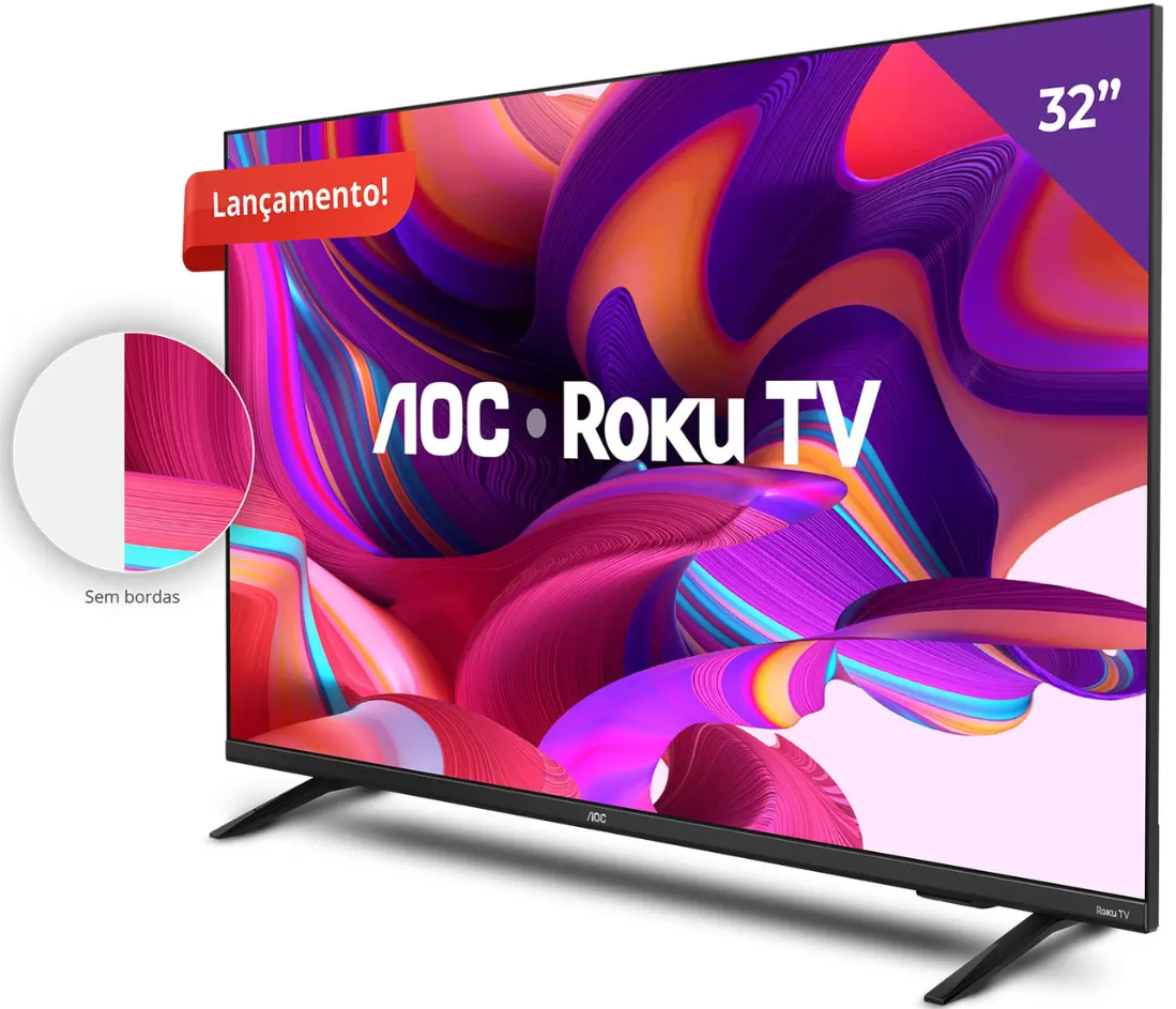 Smart Tv LED 32 Polegadas HD Wi-Fi Roku 32S513578G AOC