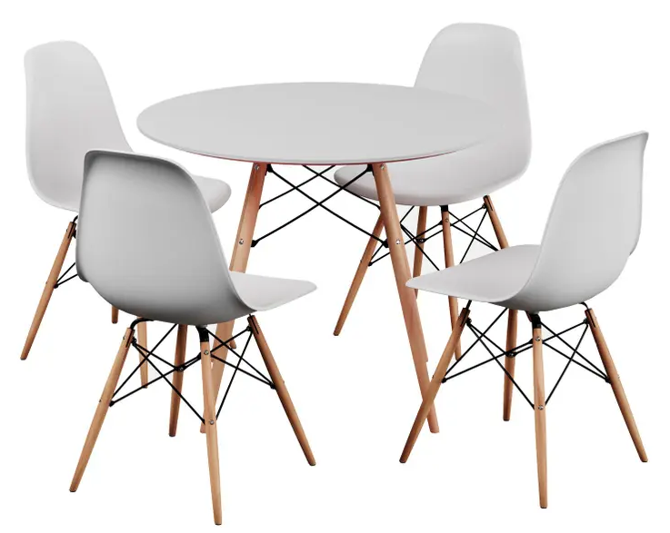 Mesa de Jantar 4 Cadeiras Redonda Branca Empório Tiffany Eames