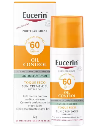 Protetor Solar Facial Eucerin - Sun Gel-Creme Oil Control FPS 60 - 52g