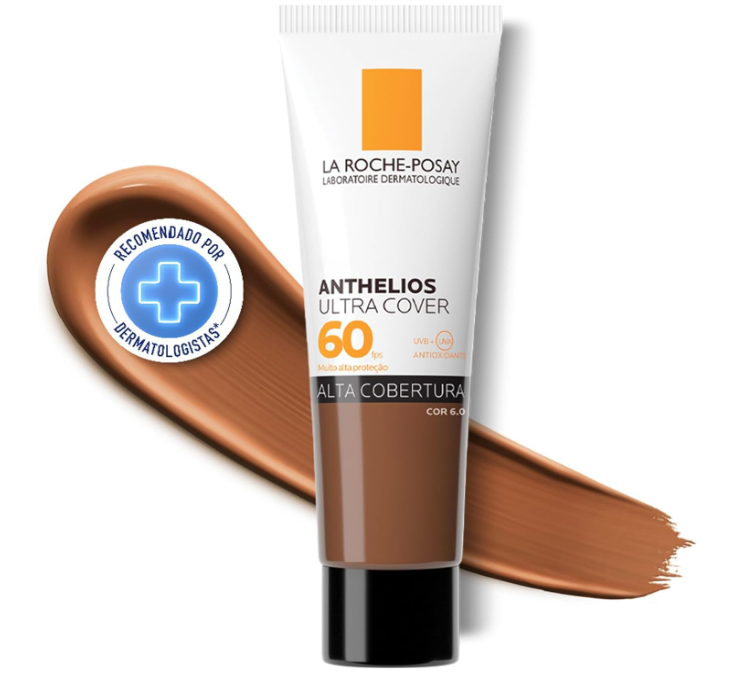 La Roche-posay, Ultra Cover, Protetor Solar Com Cor E Performance De Maquiagem, 12h De Cobertura De Base Em Uma Única Camada, Textura Fluida, Oil Free, Toque Seco, Fps60, 30g