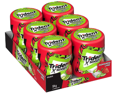 Chiclete Trident X Senses Morango Lime Display - Garrafa 6 Unidades de 54g