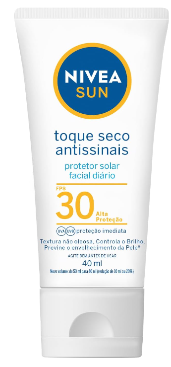 Nivea Sun Protetor Solar Facial Toque Seco Antissinais Fps30 40ml