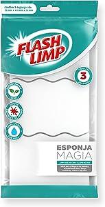 Conjunto com 3 Esponjas Magia, remove rabiscos de lápis de cor e giz de cera, ESP7757, Flash Limp, Branco