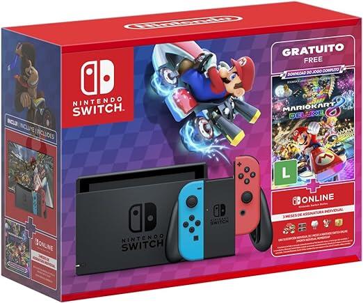 Console Nintendo Switch Joy-Con + Mario Kart 8 Digital + 3 Meses Assinatura Nintendo Switch Online