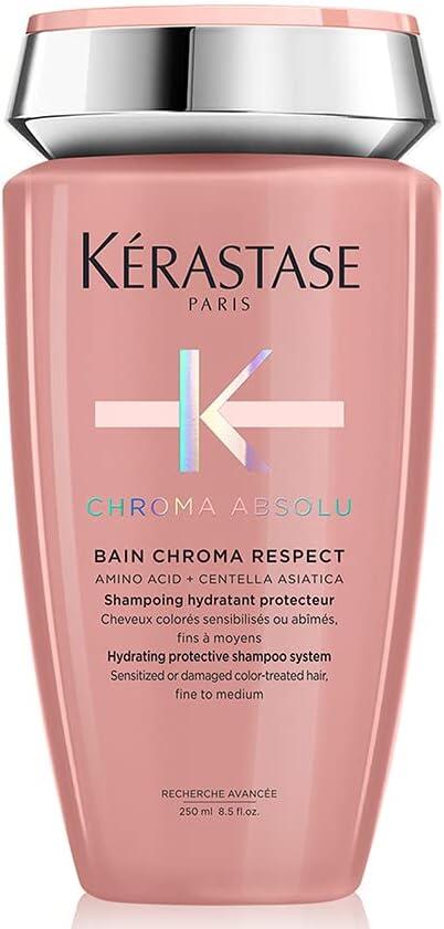 Kérastase Shampoo Chroma Absolu Bain Chroma Respect, Para Cabelos coloridos, Proteção de cor, Aminoácido, Centelha Asiática, 250 ml