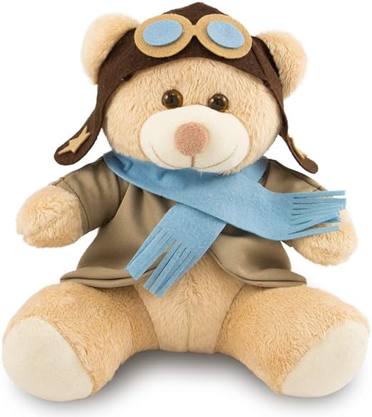 Urso Pelúcia Aviador 25cm Anti-alérgico