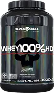 Whey 100% Hd Morango 900G, Black Skull