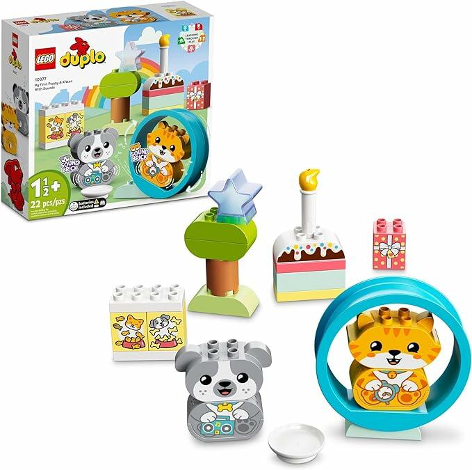 10977 LEGO® DUPLO® Meu Primeiro Cachorrinho e Gatinho Com Sons; Brinquedo de Construção (22 peças)