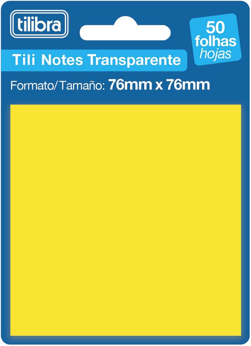 Tilibra - Bloco Adesivo Tili Notes 76x76mm 50 Folhas Transparente Amarelo