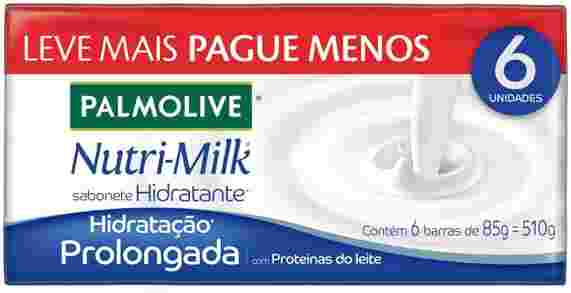 Sabonete em Barra Palmolive Nutri-Milk Hidratação Prolongada 85g, 6 unidades, Palmolive