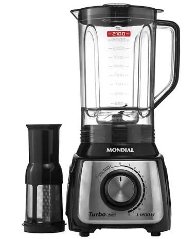 Liquidificador Mondial L-1200 Bi - Preto Inox Com Filtro 12 Velocidades 1200w