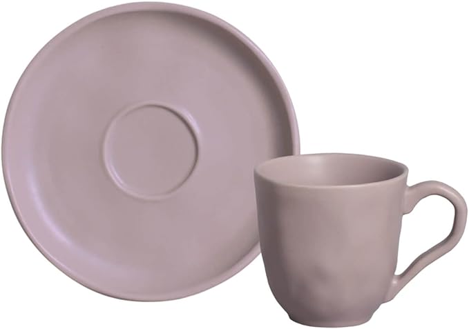 Conjunto com 6 Xícaras de Café com Pires Bio Stoneware Mahogany 120ml - Porto Brasil