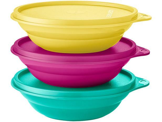 Conjunto de Tigelas de PlAstico 3 Peças - Tupperware Pragela Colors