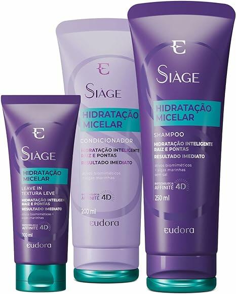 Eudora Kit Siàge Hidratação Micelar: Shampoo 250ml + Condicionador 200ml + Leave-In 100ml