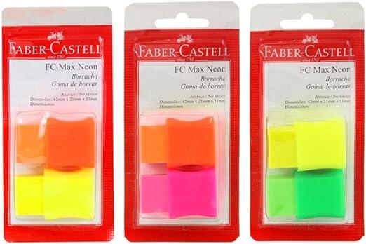 Faber-Castell SM/107024F FC Max Fluorescente - Borracha com Cinta Plástica, Cores Sortidas Neon