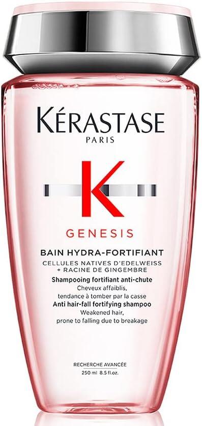 Kérastase Shampoo Genesis Bain Hydra-Fortifiant, Cabelos com queda, Cabelos finos, Prevenção da queda, Flor de Edelweiss, Raiz de gengibre, 250 ml