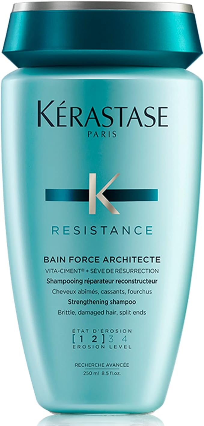 Kérastase Shampoo Resistance Bain Force Architecte, Cabelos danificados ou quebradiços, Reconstrução, Vita-ciment, Sève de Réssurrection, 250 ml