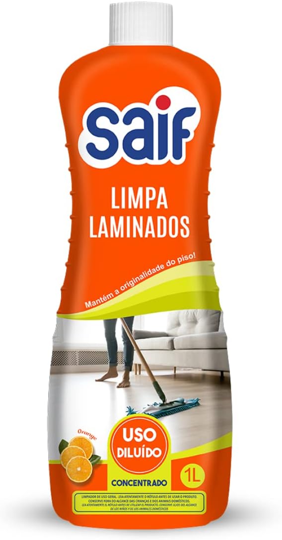 Limpa Laminados Saif 1l, Saif, Limpador De Piso Laminado, Laranja E Amarelo, Mantém A Originalidade Do Piso, Facilitando Sua Vida, Maximizando Toda Limpeza