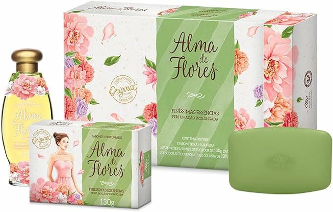 Memphis Estojo Alma De Flores Finíssimas Essênciad: 2 Unidades De Sabonetes De 130G 1 Unidade Deo Colônia De120Ml 1 Unidade De Saboneteira