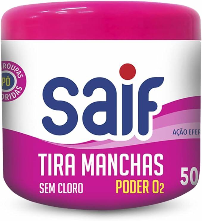 Saif Tira Manchas Em Pó Sem Cloro Poder O2 500G Removedor De Manchas Multiuso Rosa Mais Poderoso Na Remoção De Manchas Roupas Brancas E Coloridas