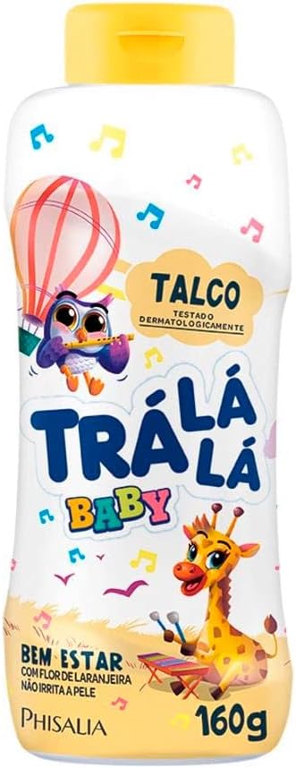 Trá Lá Lá Talco Bem Estar Personagem Baby Branco E Amarelo 160 G