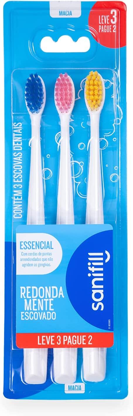 Escova De Dente Sanifill Essencial Leve 3 Pague 2 - Cerdas Macias – Cores Sortidas, Sanifill