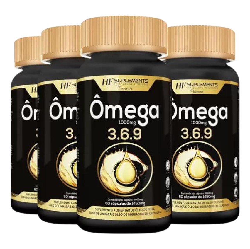 4x OMEGA 3 6 9 60CAPS PEIXE LINHAÇA BORRAGEM HF SUPLEMENTS