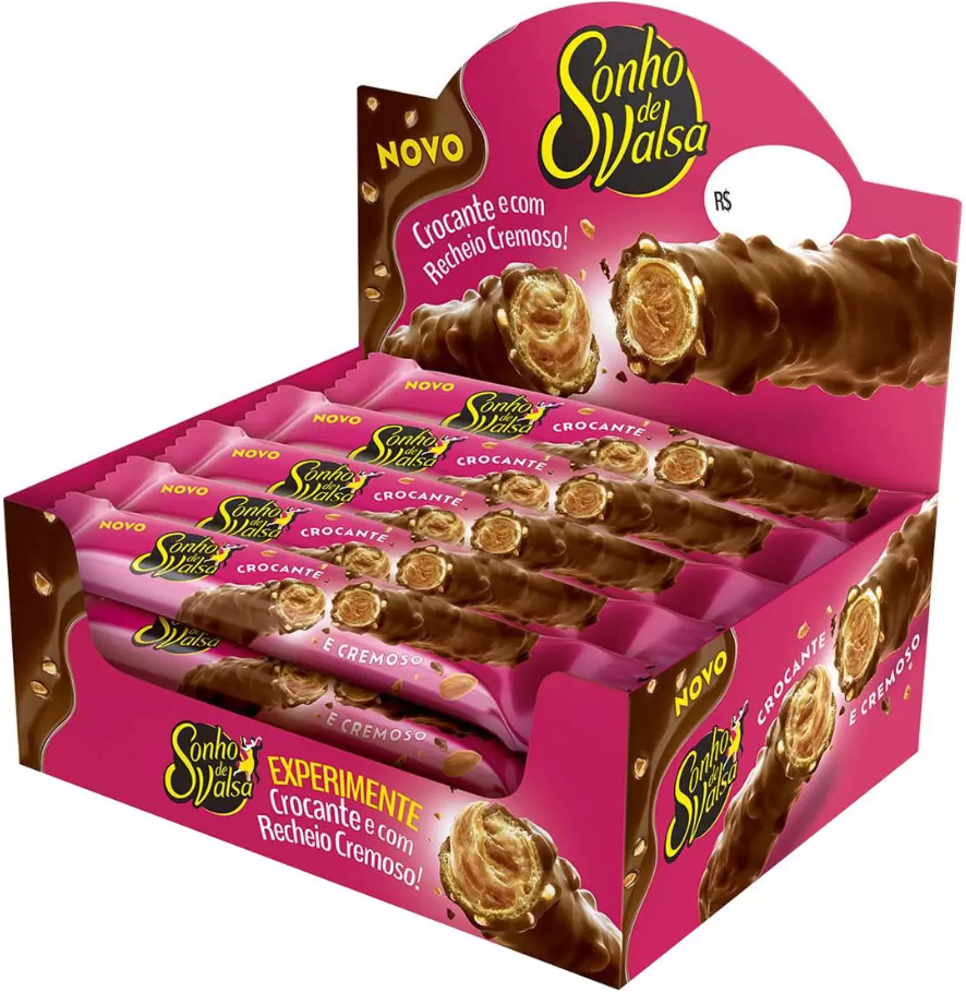 Wafer Recheado Chocolate Lacta Stick Sonho De - Valsa 375g Display Com 15 Unidades