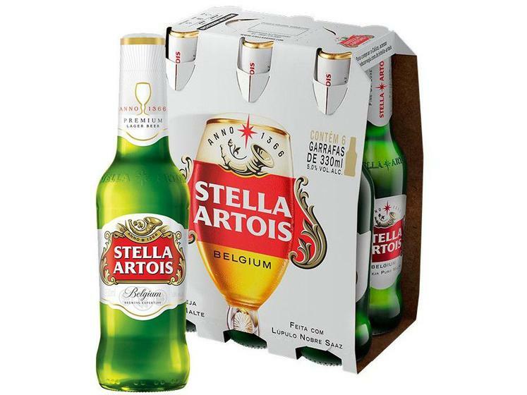 Cerveja Stella Artois Puro Malte - Premium American Lager 6 Unidades Long Neck 330ml