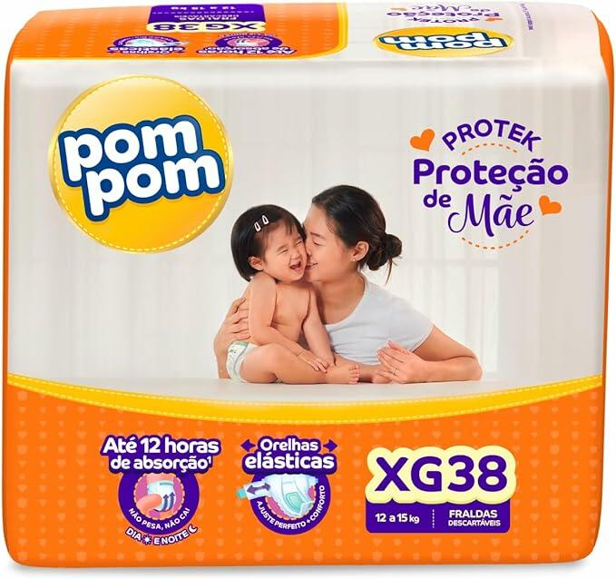 Fralda Pom Pom  Protek Proteção de Mãe Mega XG 38 Unidades