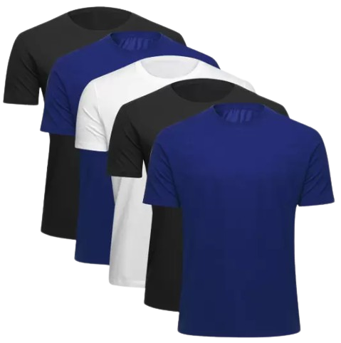 Kit Camiseta Básica Masculina C/ 5 Peças - Básicos Tam P