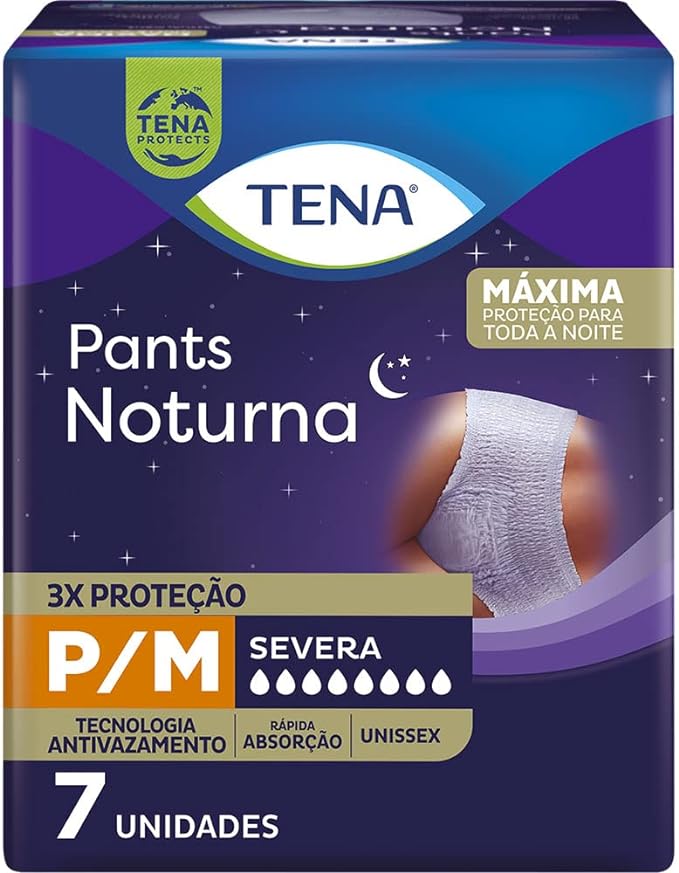 Tena Pants Noturna, Roupa Íntima para Incontinência Urinária, P/M - 7 unidades