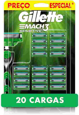 Carga para Aparelho de Barbear Gillette Mach3 Sensitive 20 unidades